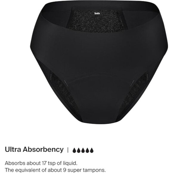 KNIX Zones+ Ultra Leakproof Bikini Back Coverage Womens XS Black Sealed Package - Picture 3 of 11